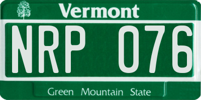 VT license plate NRP076