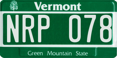 VT license plate NRP078