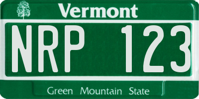 VT license plate NRP123