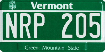 VT license plate NRP205