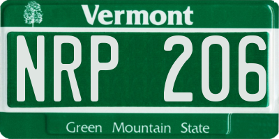 VT license plate NRP206