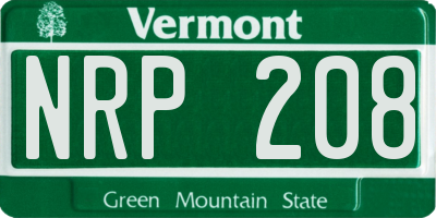 VT license plate NRP208