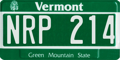 VT license plate NRP214