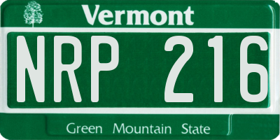 VT license plate NRP216