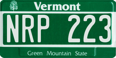 VT license plate NRP223