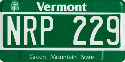 VT license plate NRP229
