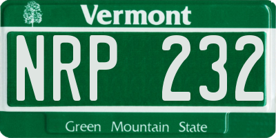 VT license plate NRP232