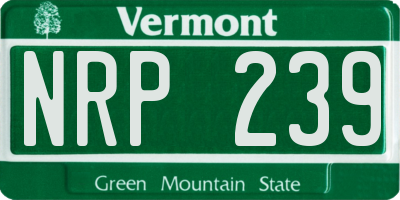 VT license plate NRP239