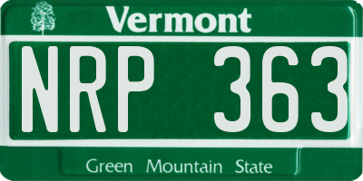 VT license plate NRP363