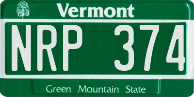 VT license plate NRP374