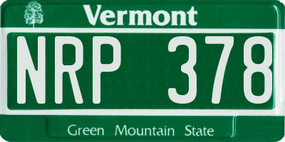 VT license plate NRP378