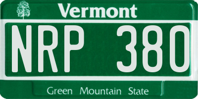 VT license plate NRP380