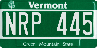 VT license plate NRP445