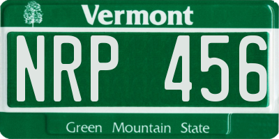 VT license plate NRP456