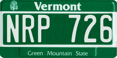 VT license plate NRP726