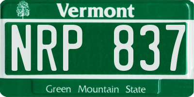 VT license plate NRP837