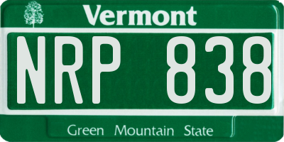 VT license plate NRP838