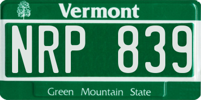 VT license plate NRP839