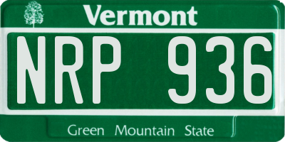 VT license plate NRP936