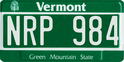VT license plate NRP984