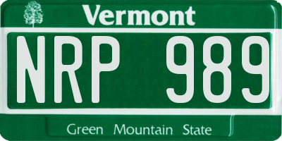 VT license plate NRP989