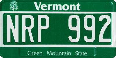 VT license plate NRP992