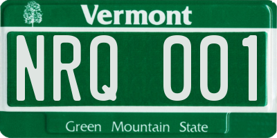 VT license plate NRQ001
