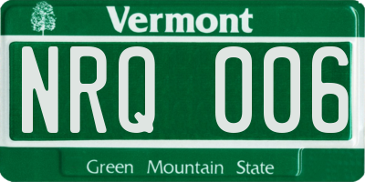 VT license plate NRQ006