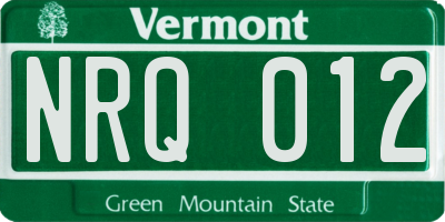 VT license plate NRQ012