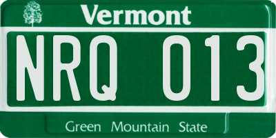 VT license plate NRQ013