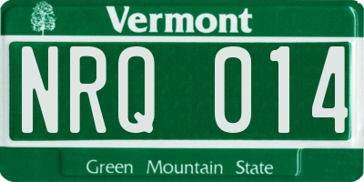 VT license plate NRQ014