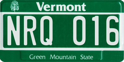 VT license plate NRQ016