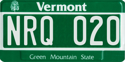 VT license plate NRQ020