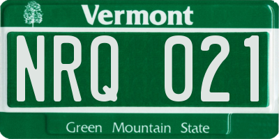VT license plate NRQ021