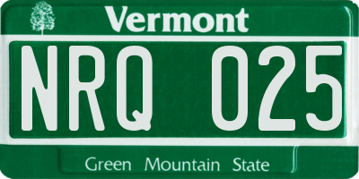 VT license plate NRQ025