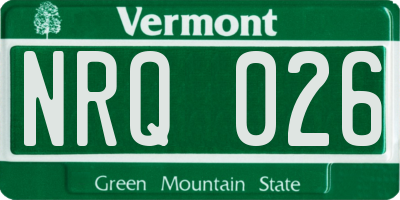 VT license plate NRQ026