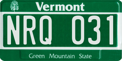 VT license plate NRQ031