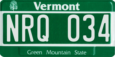 VT license plate NRQ034
