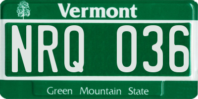 VT license plate NRQ036