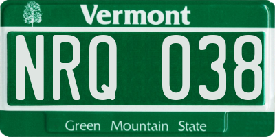 VT license plate NRQ038
