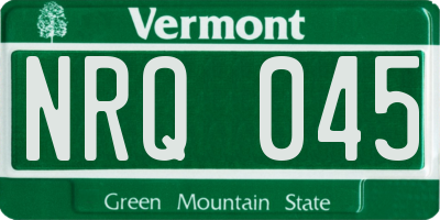 VT license plate NRQ045