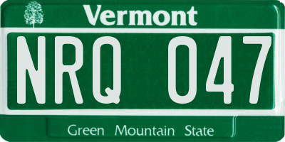 VT license plate NRQ047