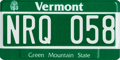VT license plate NRQ058