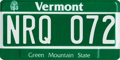 VT license plate NRQ072