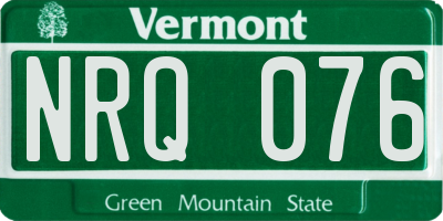 VT license plate NRQ076
