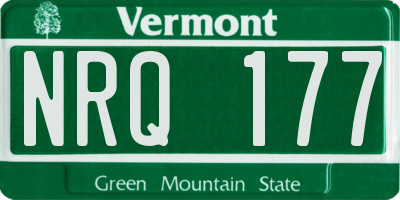 VT license plate NRQ177