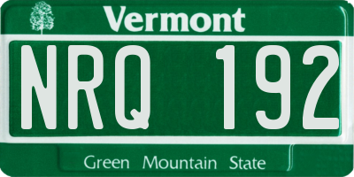 VT license plate NRQ192