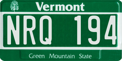 VT license plate NRQ194