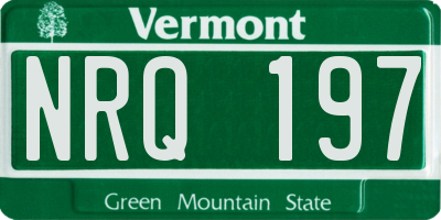 VT license plate NRQ197