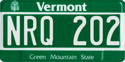 VT license plate NRQ202